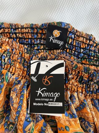 Minifalda de seda naranja estampado