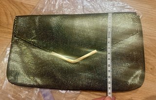 Bolso de fiesta clutch dorado y verde