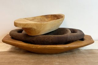 Lote 3 Cuencos de Madera Artesanales