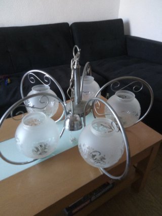 Lámpara araña 5 luces cristal y metal