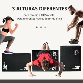 Cajón Salto 3 en 1 3 Alturas Pliométrico 120kg
