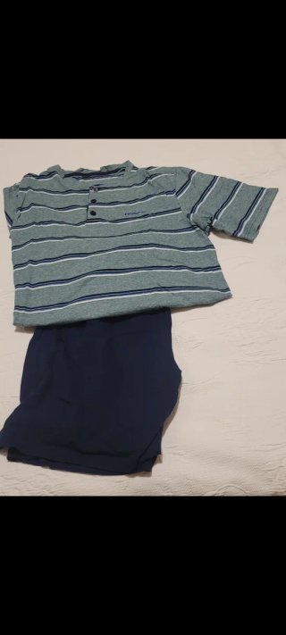 Pijama Verano Hombre Maer Rayas Azul Verde