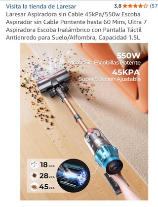 Escoba aspirador Laresar sin cable 45kPa