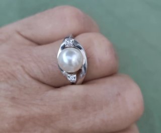 Anillo Plata Perla de mallorca y Circonitas
