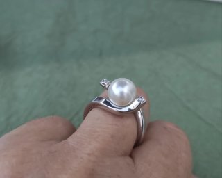 Anillo Plata Perla de mallorca y Circonitas