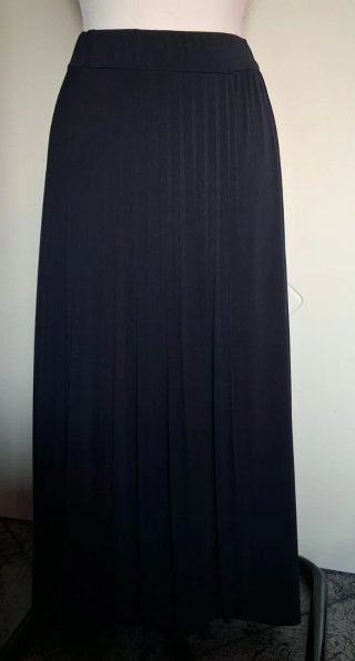 Gonna lunga donna blu a pieghe