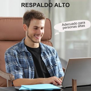 Sillón Salón Tapizado PU Marrón con Madera Nogal