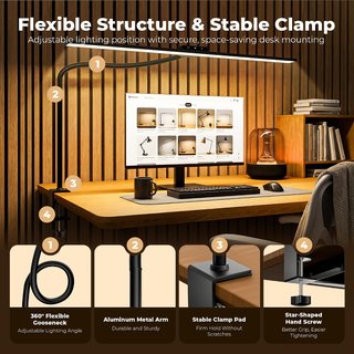 Lámpara LED Escritorio Pinza 80cm