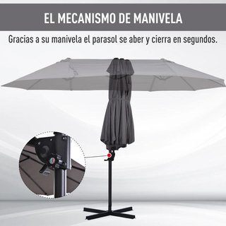 Sombrilla Doble 270x445 Inclinable Manivela Gris