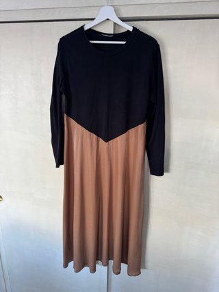 Vestido Zara Bicolor Negro y Marrón