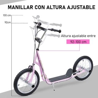 Patinete Infantil 16" con Ruedas Inflables Rosa