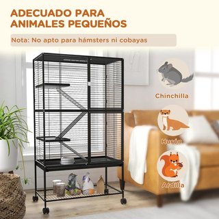 Jaula 4 Niveles con Ruedas para Roedores 136 cm