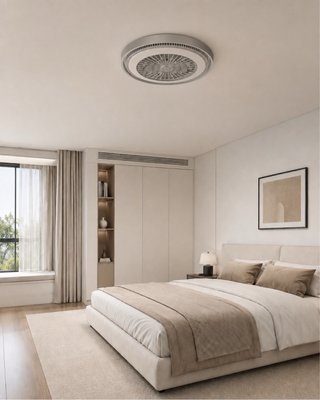 Lámpara ventilador LED de techo con mando y app.