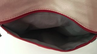 Mochila Mujer Bolsillo Antirobo Beige y Rojo