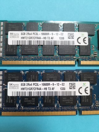 2X8GB=16GB. 2 MEMORIAS RAM PC3L/DDR3L ECC