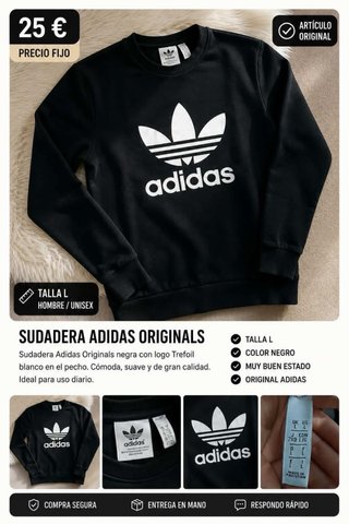 Sudadera Adidas Originals Talla L Negra