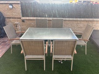 Mesa y 6 Sillas Exterior Cristal.