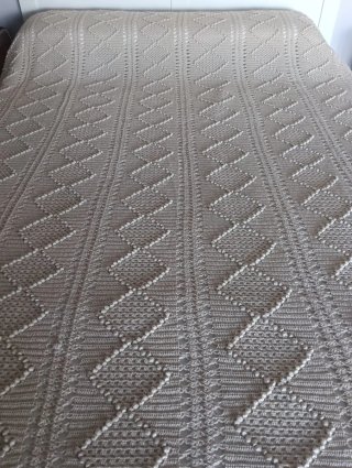Colcha ganchillo perlé beige algodón