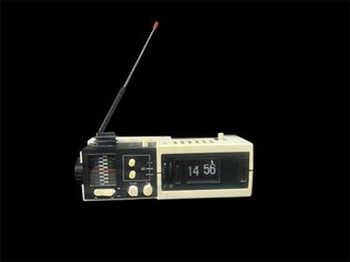 Radio Reloj Digital Vintage Space Age Beige/Negro