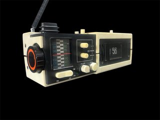 Radio Reloj Digital Vintage Space Age Beige/Negro