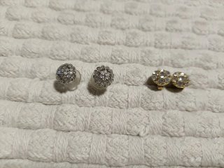 2 pares pendientes circonitas dorados y plateados