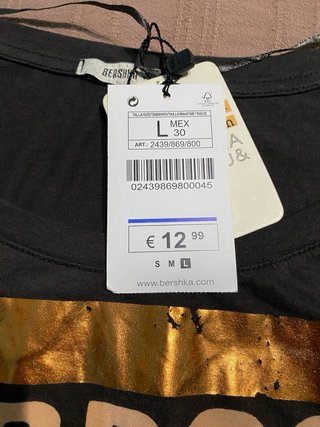 Camiseta Bershka Oversize Negra Talla L