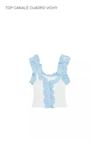 Top Zara Cuadros Vichy Azul
