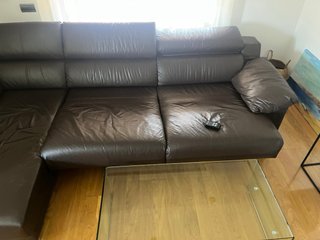 Sofá de piel 3 plazas + Chaiselongue