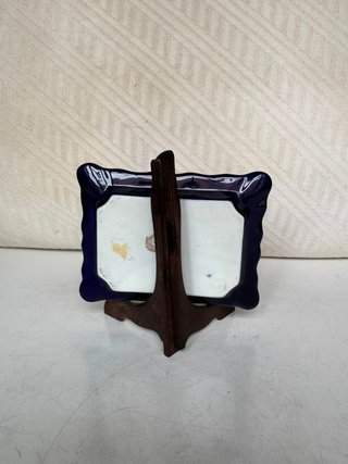 Cenicero Limoges Porcelana Azul Retro
