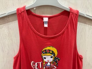 Vestido niña tirantes rojo algodón con estampado