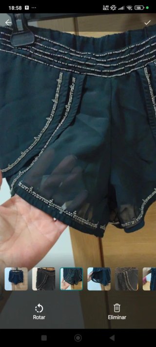 Pantalón corto mujer negro con abalorios
