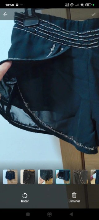 Pantalón corto mujer negro con abalorios