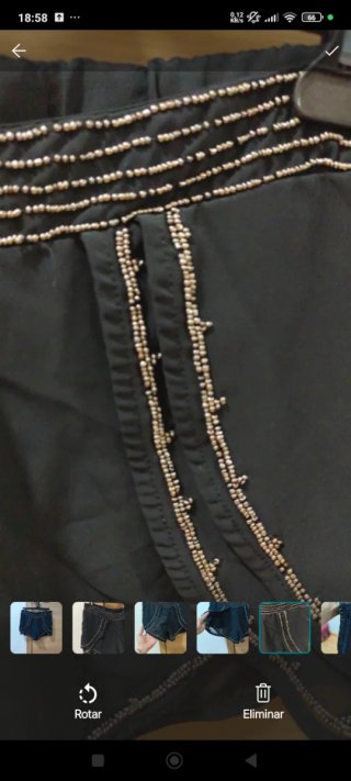Pantalón corto mujer negro con abalorios