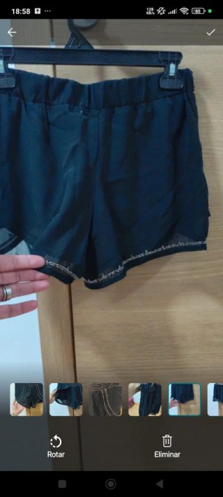Pantalón corto mujer negro con abalorios