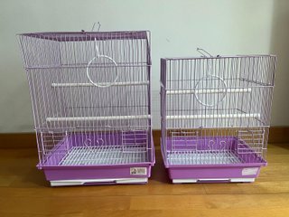 2 Jaulas para pájaros moradas y blancas