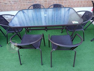 MESA DE CRISTAL TEMPLADO + 6 Sillas