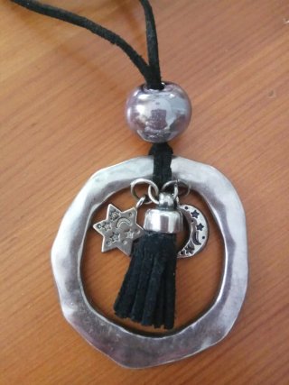 Collar largo aro con colgantes