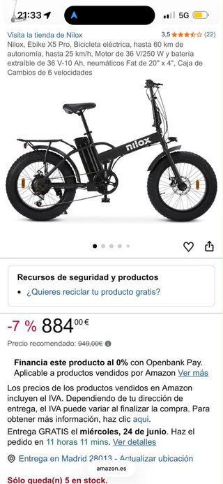 Bicicleta eléctrica Nilox Fat Bike