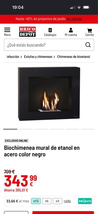 Biochimenea de etanol mural negra