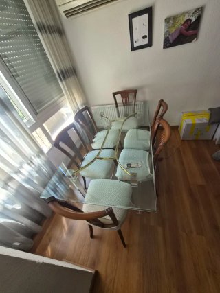 Mesa de cristal para 6 sillas
