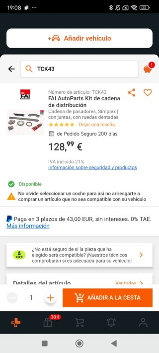 Kit Cadena Distribución FAI TCK43 Nissan renault