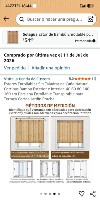 Estor de Bambú Enrollable Solagua