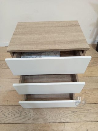 Mesita de Noche Moderna (Blanco/Madera)