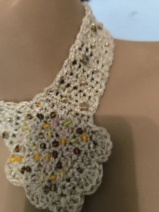 Gargantilla brillo dorada y blanca