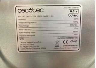 Lavadora Cecotec 10kg Autodosificadora