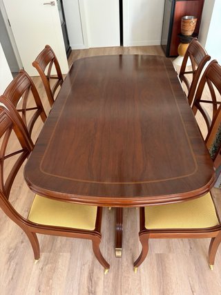 Mesa extensible y 6 Sillas de Comedor Madera