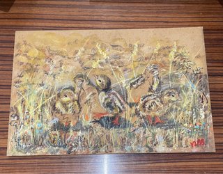 Pintura original “Perdigones” sobre tabla