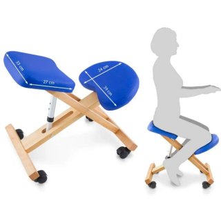 Silla ergonómica rodillas cuero sintético y madera