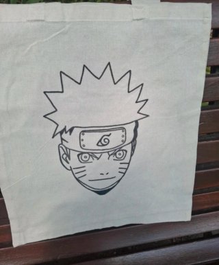 Saco Tote Naruto Desenho Anime Feito à Mão
