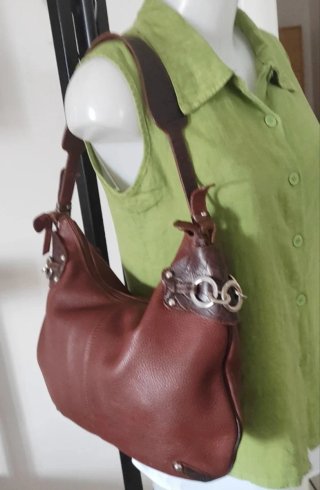 Borsa I Santi vera pelle marrone